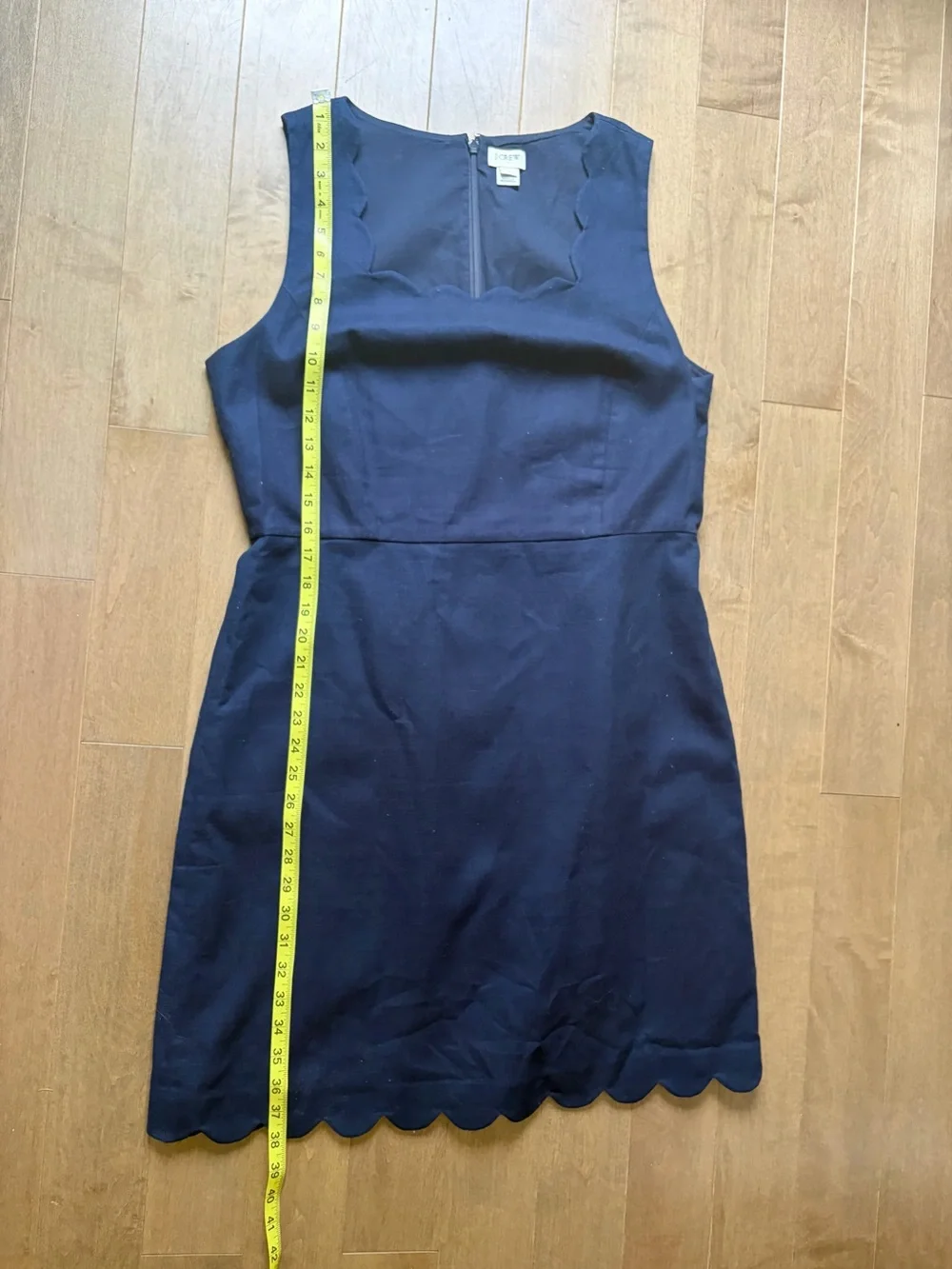 J. Crew Navy Scallop-Hem Sleeveless Shift Dress